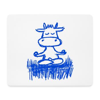 Zen-Kuh auf der Wiese - Mousepad (Querformat) - Weiß - Vorne