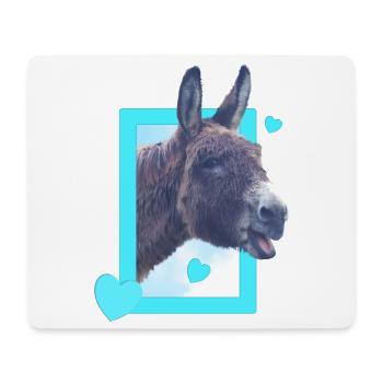cute donkey at the window blue hearts - Mouse Pad (horizontal) - white - Front