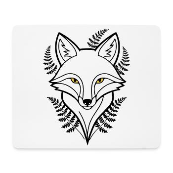 Fuchs Kopf Farn Blätter Tattoo - Mousepad (Querformat) - Weiß - Vorne