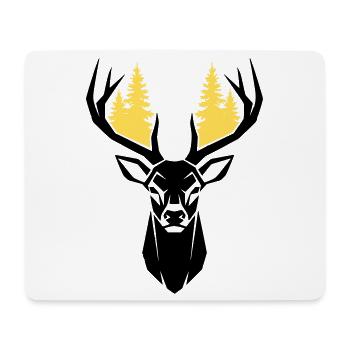 Silhouette de la forêt de tête de cerf - Tapis de souris (format paysage) - blanc - Devant