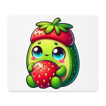 Avocado Erdbeere Cartoon Obst lustig - Mousepad (Querformat) - Weiß - Vorne