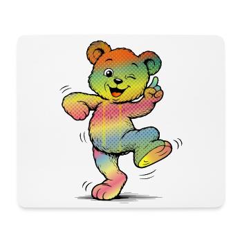 Colorful Cartoon Bear Rainbow Neon Style - Mouse Pad (horizontal) - white - Front