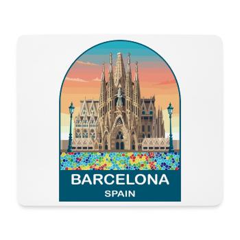 Affiche de voyage vintage de Barcelone, Espagne - Tapis de souris (format paysage) - blanc - Devant