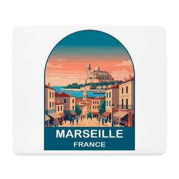 Poster de voyage vintage à Marseille, France, Port City - Tapis de souris (format paysage) - blanc - Devant