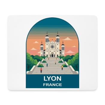 Lyon France City Skyline Vintage Travel Poster - Mouse Pad (horizontal) - white - Front