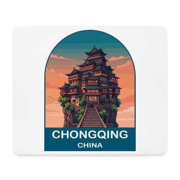 Affiche de voyage vintage de Chongqing, Chine Hongyadong - Tapis de souris (format paysage) - blanc - Devant