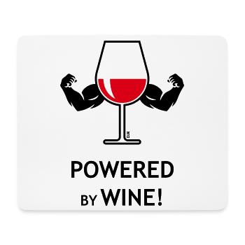 Powered By Wine! (Wein / Rotwein / Zu) - Mousepad (Querformat) - Weiß - Vorne