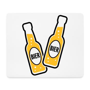 2 Bierflaschen Stoßen An (Bier Biertrinker POS 2C) - Mousepad (Querformat) - Weiß - Vorne