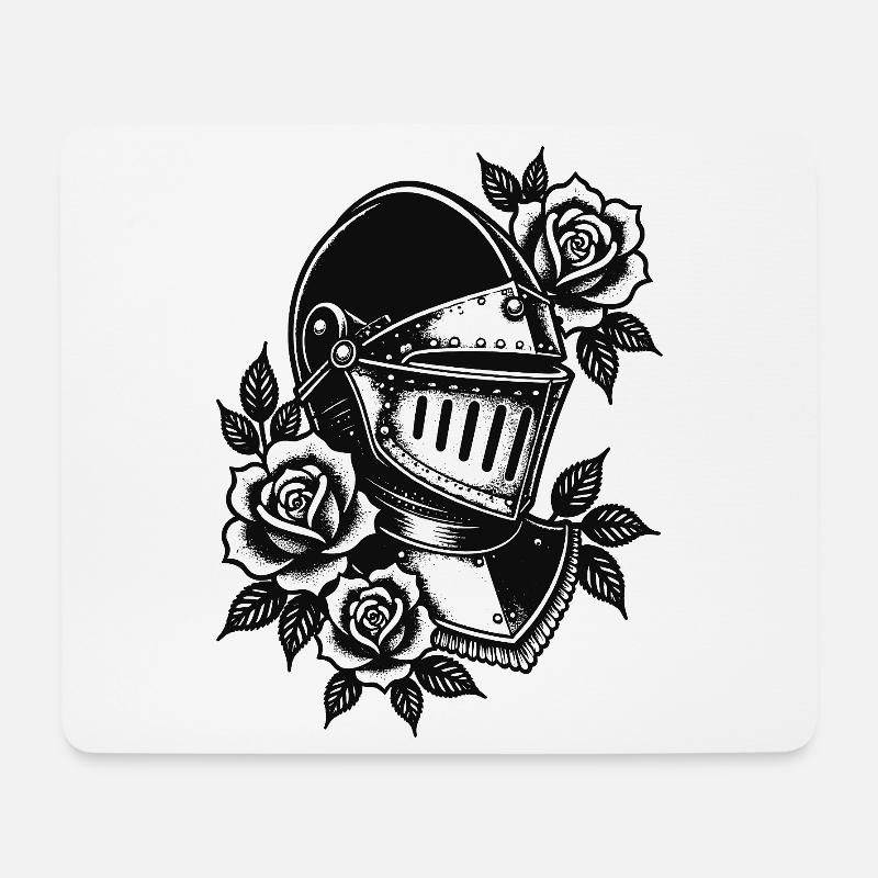 Rosengebundener Ritterhelm - Mousepad (Querformat) - Weiß