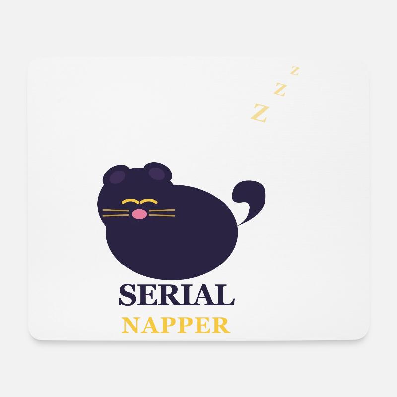 Serien-Napper-Katze - Mousepad (Querformat) - Weiß