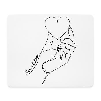 Spread Love minimalistische Herzlinien-Kunst - Mousepad (Querformat) - Weiß - Vorne