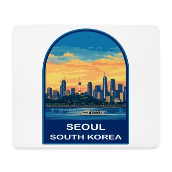 Seoul Südkorea Skyline Retro Sonnenuntergangsabzeichen - Mousepad (Querformat) - Weiß - Vorne