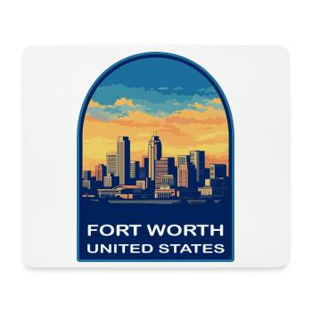 Fort Worth Texas Skyline Retro Sonnenuntergangs-Reiseabzeichen - Mousepad (Querformat) - Weiß - Vorne