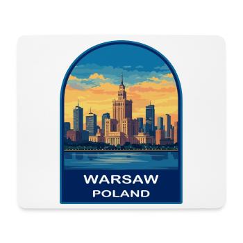 Warsaw Palace of Culture Retro Sunset Travel Badge - Mouse Pad (horizontal) - white - Front