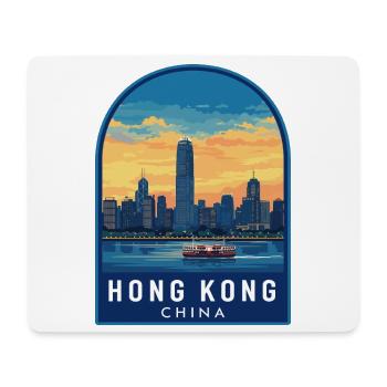 Hong Kong Star Ferry Skyline Retro Sunset Badge - Mouse Pad (horizontal) - white - Front