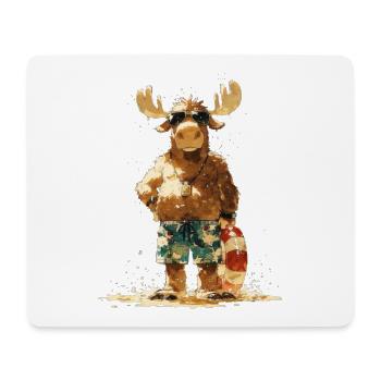 Moose on the beach - Casual moose with lifebuoy - Mouse Pad (horizontal) - white - Front