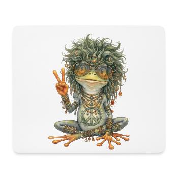 Watercolor Design: Hippie Frog with Peace Sign - Mouse Pad (horizontal) - white - Front