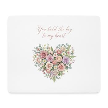 Floral key to the heart - Mouse Pad (horizontal) - white - Front