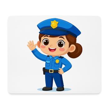 Comic policewoman waves laughing – Funny design - Mouse Pad (horizontal) - white - Front