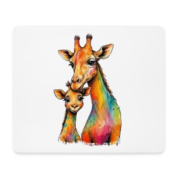 Giraffe mom with her offspring - Mouse Pad (horizontal) - white - Front
