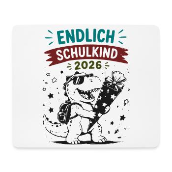 Endlich Schulkind 2026 Dino - Mousepad (Querformat) - Weiß - Vorne