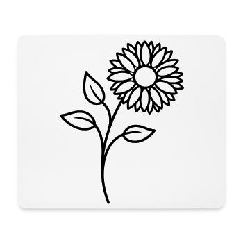 Sonnenblume One Line Blumenmotiv - Mousepad (Querformat) - Weiß - Vorne
