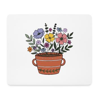 Blumen im Terrakotta-Topf - Mousepad (Querformat) - Weiß - Vorne