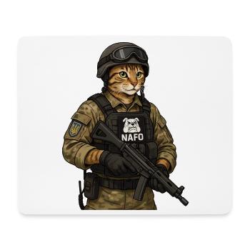 Ukraine Cat with NAFO patch - Mouse Pad (horizontal) - white - Front