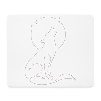 Howling wolf and full moon in one-line style - Mouse Pad (horizontal) - white - Front