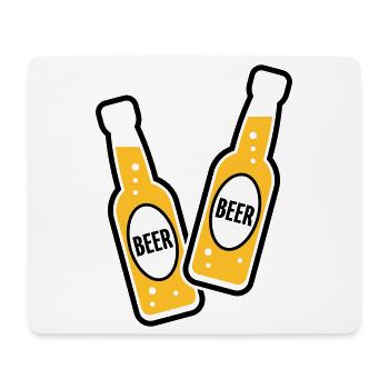 2 Toasting Beer Bottles (Beery / POS 2C) - Mouse Pad (horizontal) - white - Front
