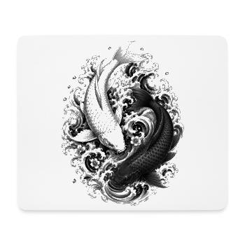 Deux koi en yin yang dans le style artistique Irezumi - Tapis de souris (format paysage) - blanc - Devant