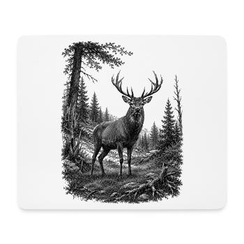 Majestic Deer in Nature in Drawing Style - Mouse Pad (horizontal) - white - Front