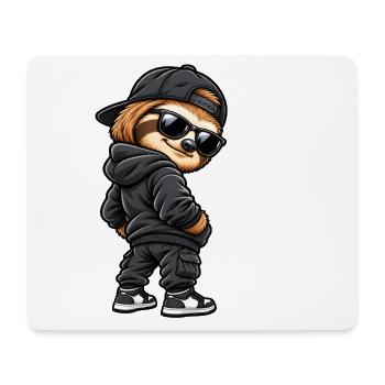 Cooles Gangster Faultier im Streetwear Style - Mousepad (Querformat) - Weiß - Vorne