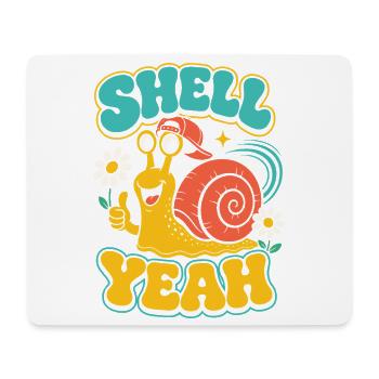Shell Yeah – Coole Schnecke mit Cap - Mousepad (Querformat) - Weiß - Vorne
