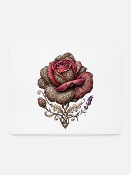 Schnitzte Rose - Mousepad (Querformat) - Weiß