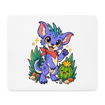 Kawaii Drache am Kaktusfreund - Mousepad (Querformat) - Weiß - Vorne