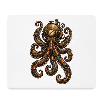 Steampunk Oktopus Uhrwerk - Mousepad (Querformat) - Weiß - Vorne