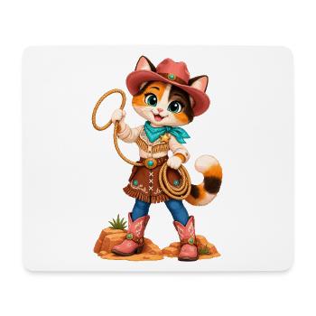 Katzen-Cowboy im Western-Look - Mousepad (Querformat) - Weiß - Vorne