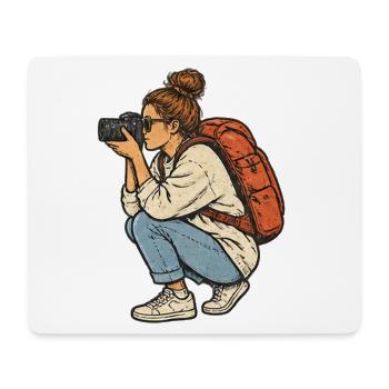 Reisefotografin mit Kamera - Mousepad (Querformat) - Weiß - Vorne