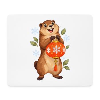 Winterwald Wächter mit Laterne - Mousepad (Querformat) - Weiß - Vorne