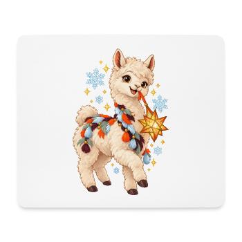 Lama Lichterzauber Festdeko - Mousepad (Querformat) - Weiß - Vorne