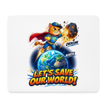 Superhelden-Kätzchen rettet die Erde - Mousepad (Querformat) - Weiß - Vorne