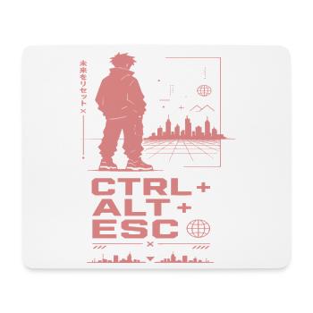 Cyberpunk Skyline CTRL ALT ESC - Mousepad (Querformat) - Weiß - Vorne