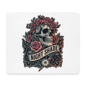 Nachtschatten-Schädel mit Nachtrosen - Mousepad (Querformat) - Weiß - Vorne