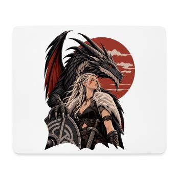 Ästhetik Nordische Drachenkönigin - Mousepad (Querformat) - Weiß - Vorne