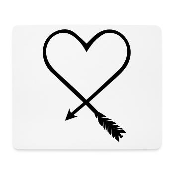 Coeur symbole ligne de flèche - Tapis de souris (format paysage) - blanc - Devant