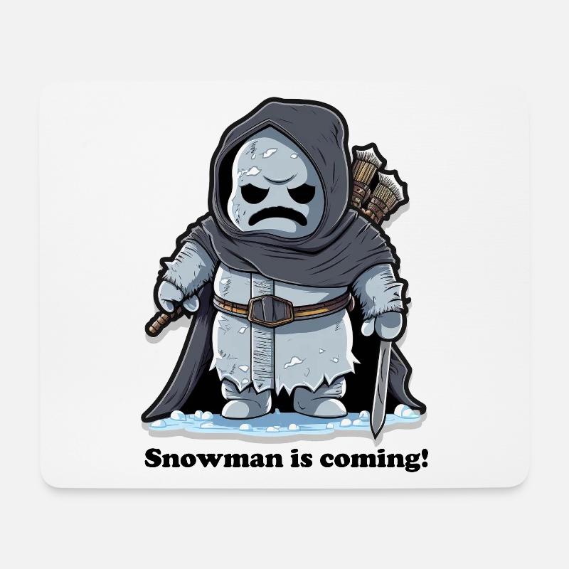 Snowman is coming - Mousepad (Querformat) - Weiß