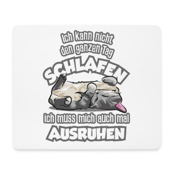 Süße schlafende Kuschelkatze mit Spruch - Mousepad (Querformat) - Weiß - Vorne