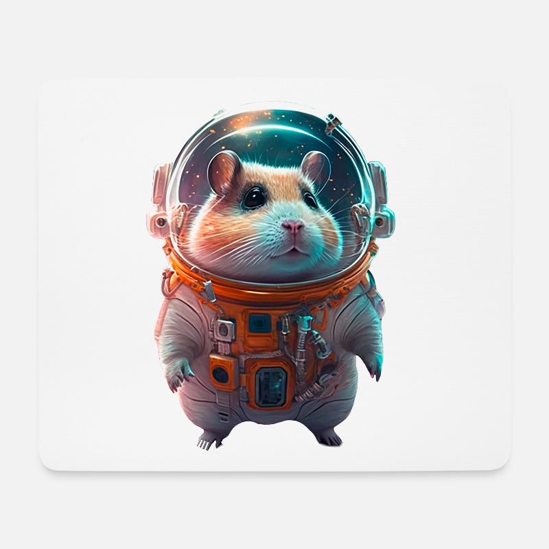 Hamster Astronaut Raumanzug - Mousepad (Querformat) - Weiß
