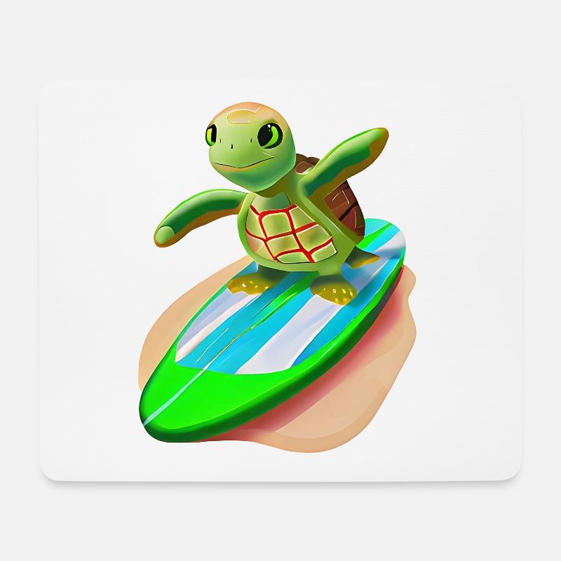 Surfende Schildkröte - Mousepad (Querformat) - Weiß